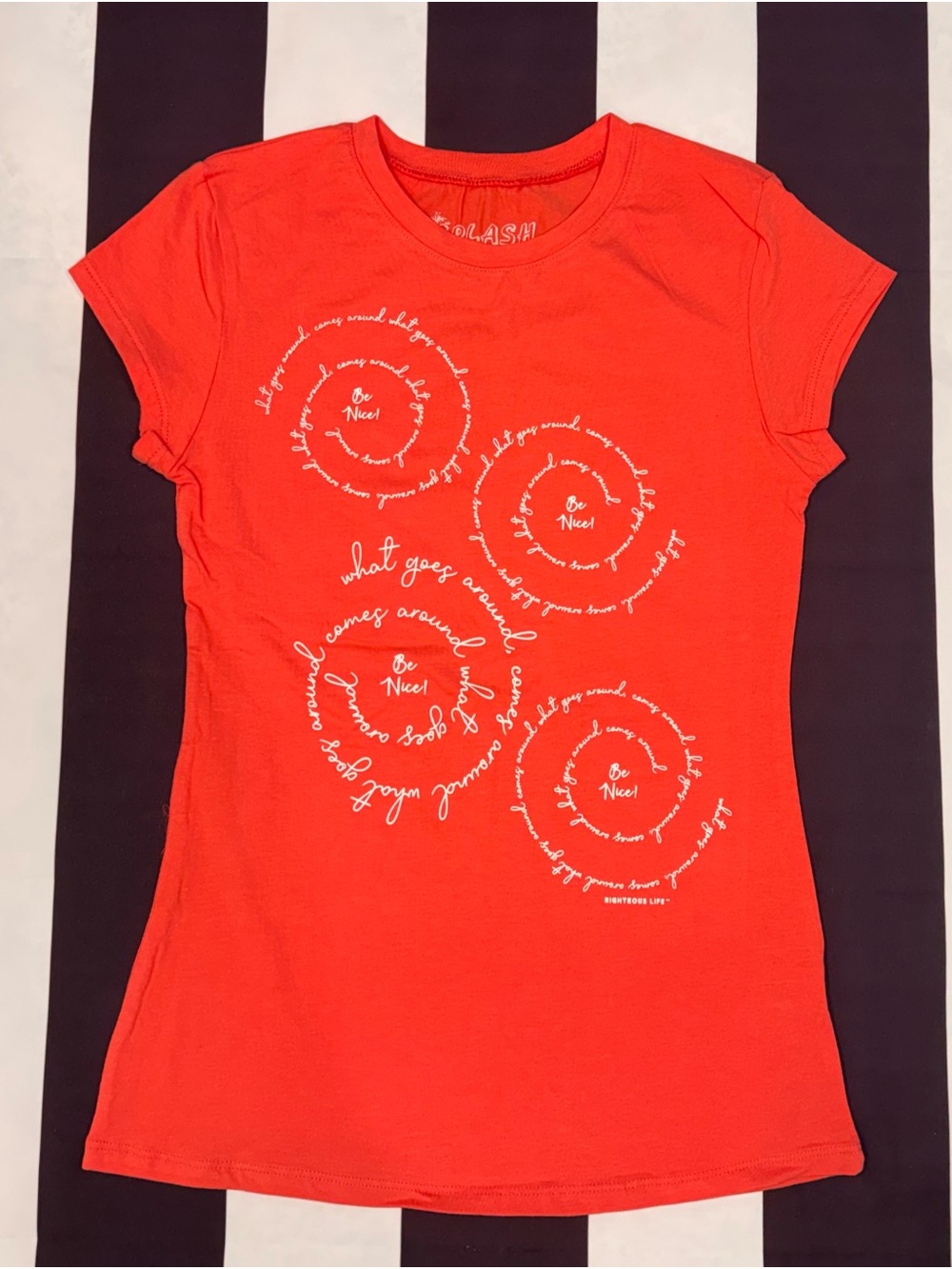 Splash Coral-Orange Graphic Tee with White Logo